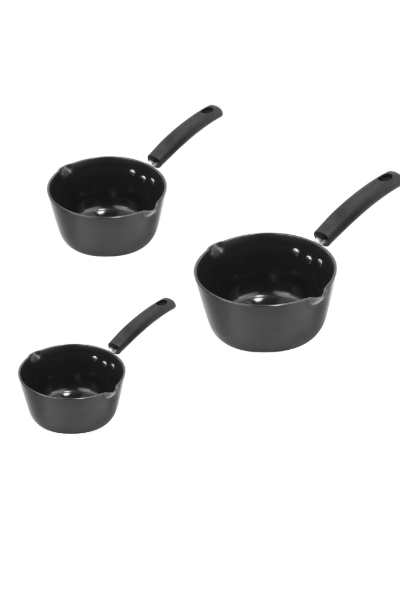 Vinod Black Hard Anodized Sauce Pan-Set (14/16/18 cm), 2 Side Spout